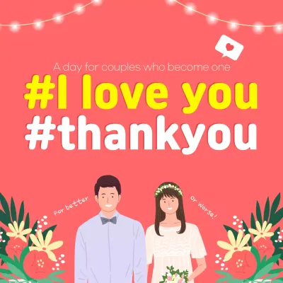 Coral Simple Wedding Invitation Social Media Post