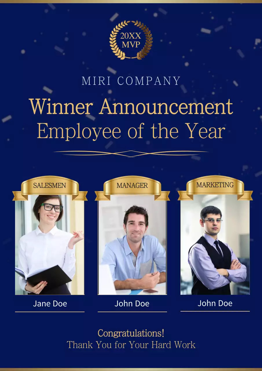 Blue Classic Employee Announcement Poster