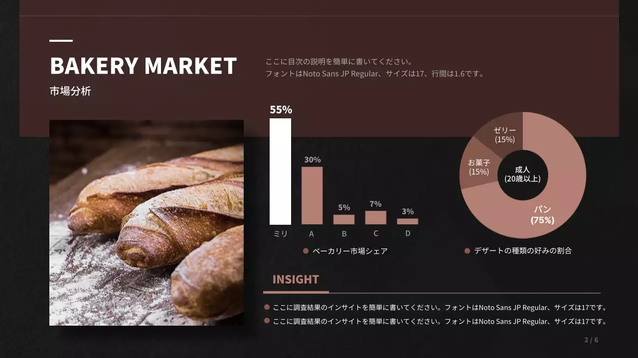 黒 モダン ベーカリー 企画書 プレゼンテーション