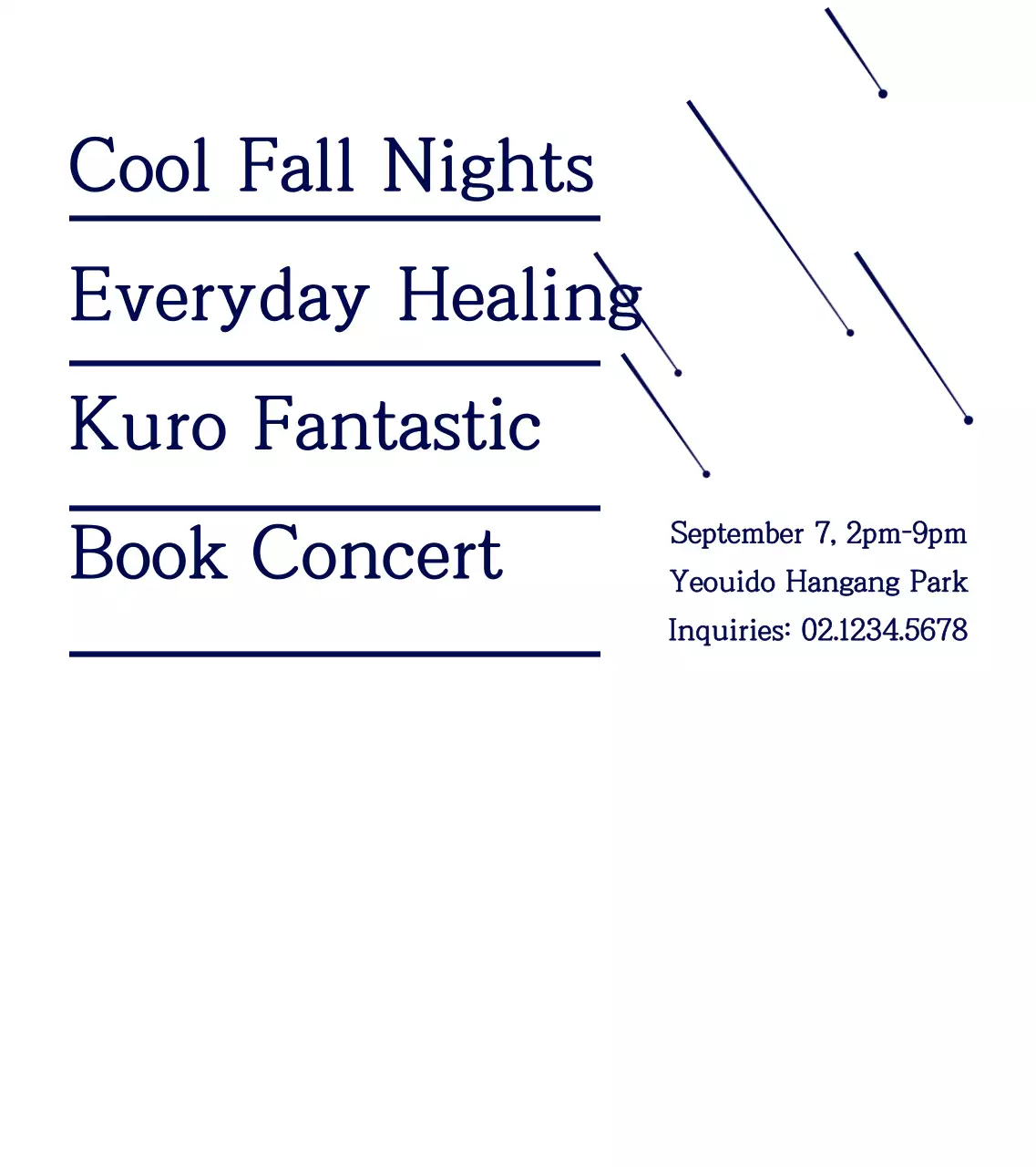 Buku bergaya ilustrasi bintang sederhana dengan warna biru tua Informasi Konser