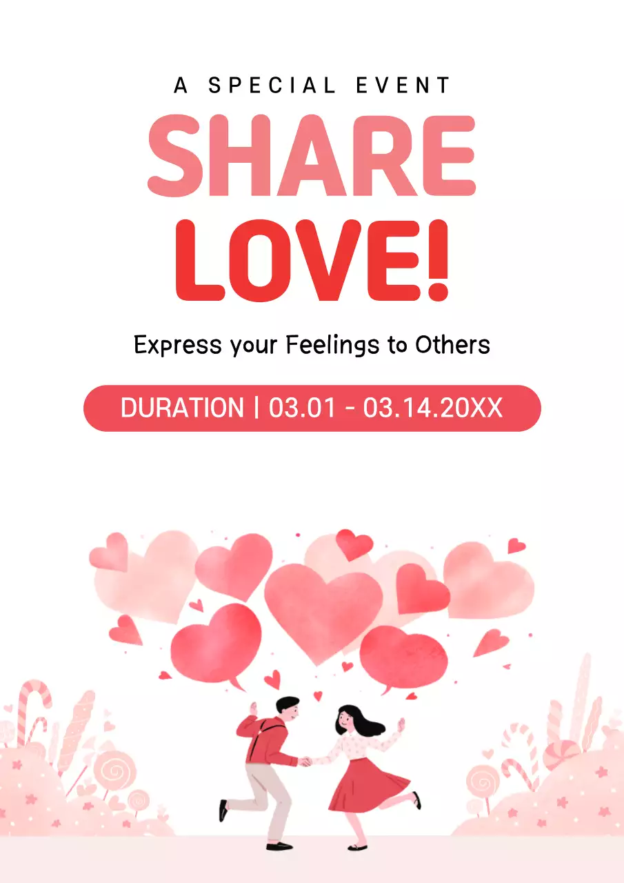 Red Simple Love Promotion Poster