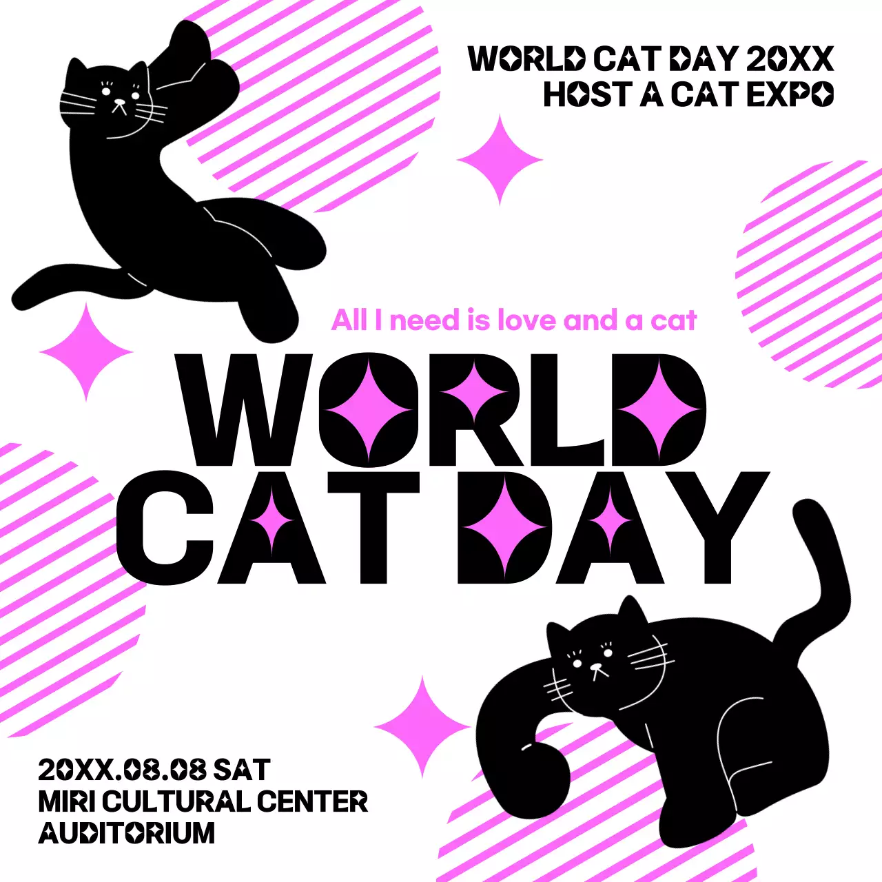 Black Retro Cat Event Social Media Post