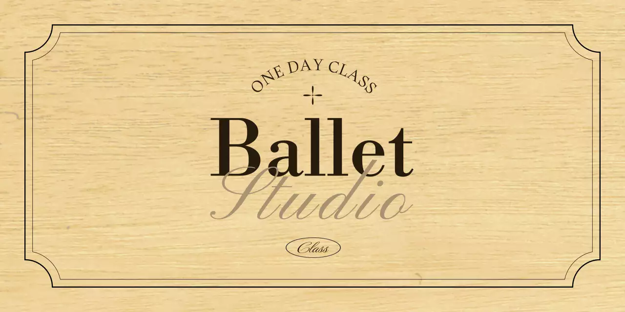 A classic ballet school sign with black and brown text and illustrations.