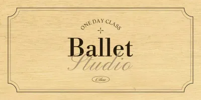 A classic ballet school sign with black and brown text and illustrations.