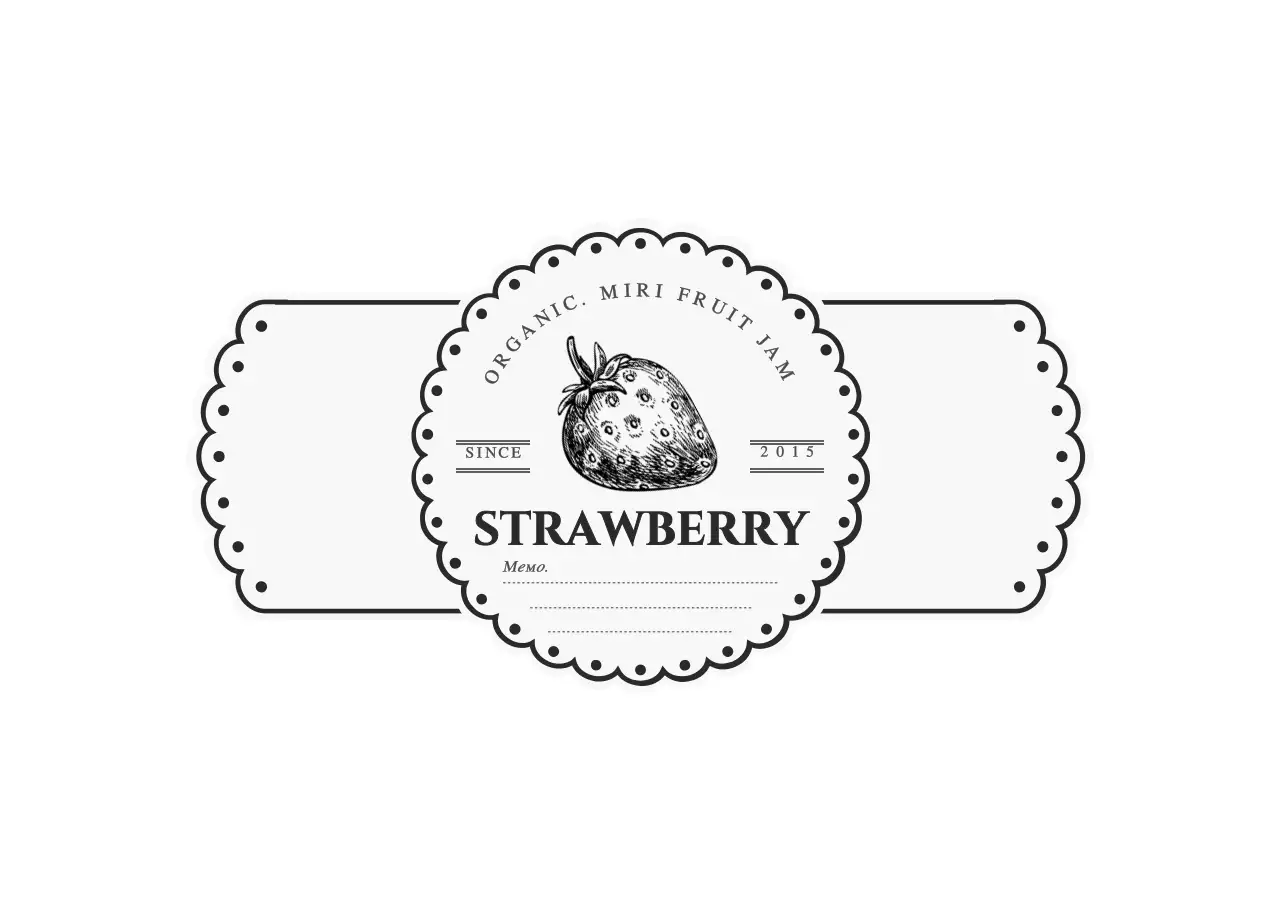 Light gray and black rounded cute frame style fruit jam information label sticker
