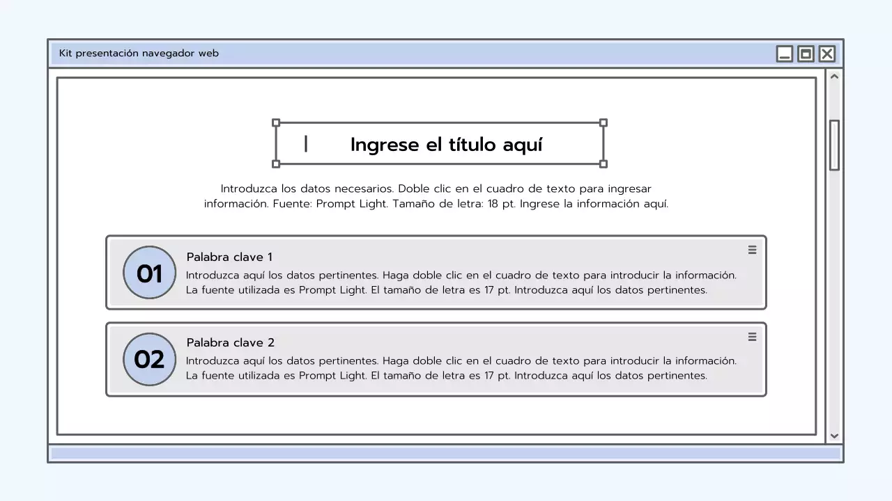 Kit de presentación con un concepto de navegador azul claro