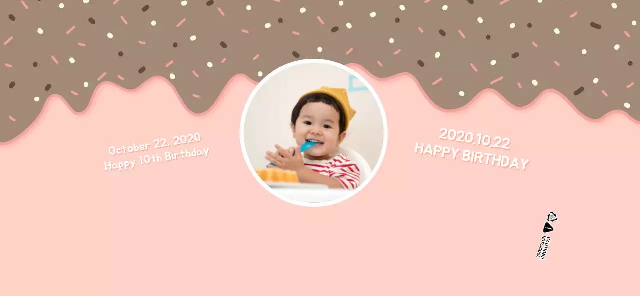 Cute pink and white dessert illustration concept for a child's birthday celebration