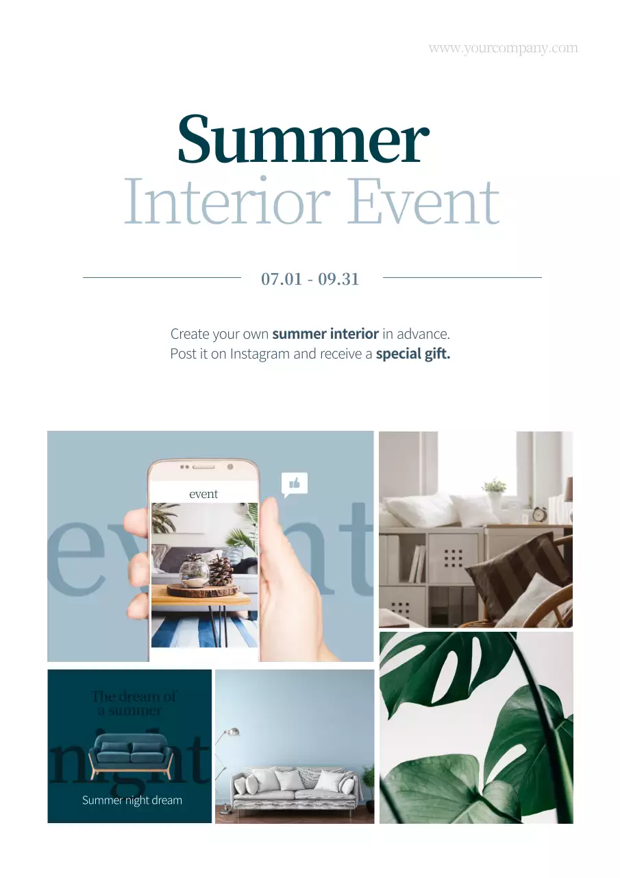 Blue Modern Interior Event Promotion Poster