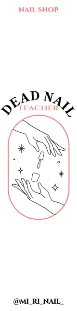 Untuk mempromosikan toko seni kuku dengan ilustrasi tangan dan cat kuku berwarna merah muda dan hitam