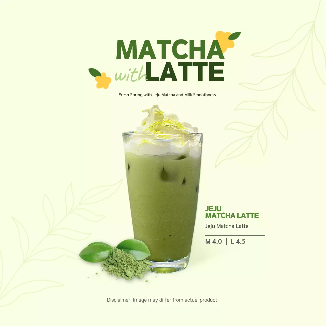 Banner de promoção verde moderno Matcha