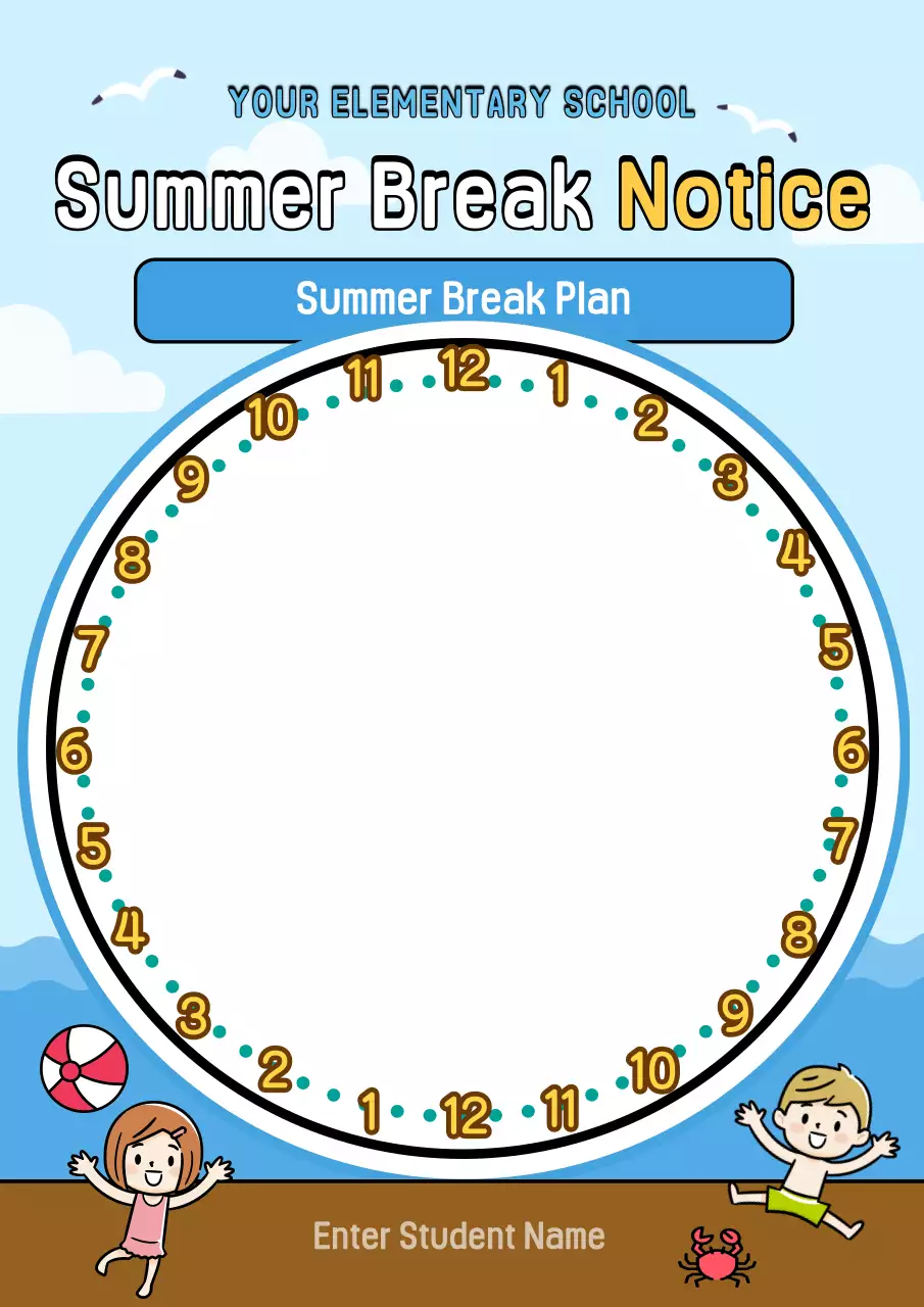 Light Blue Beach Concept Summer Vacation Planner