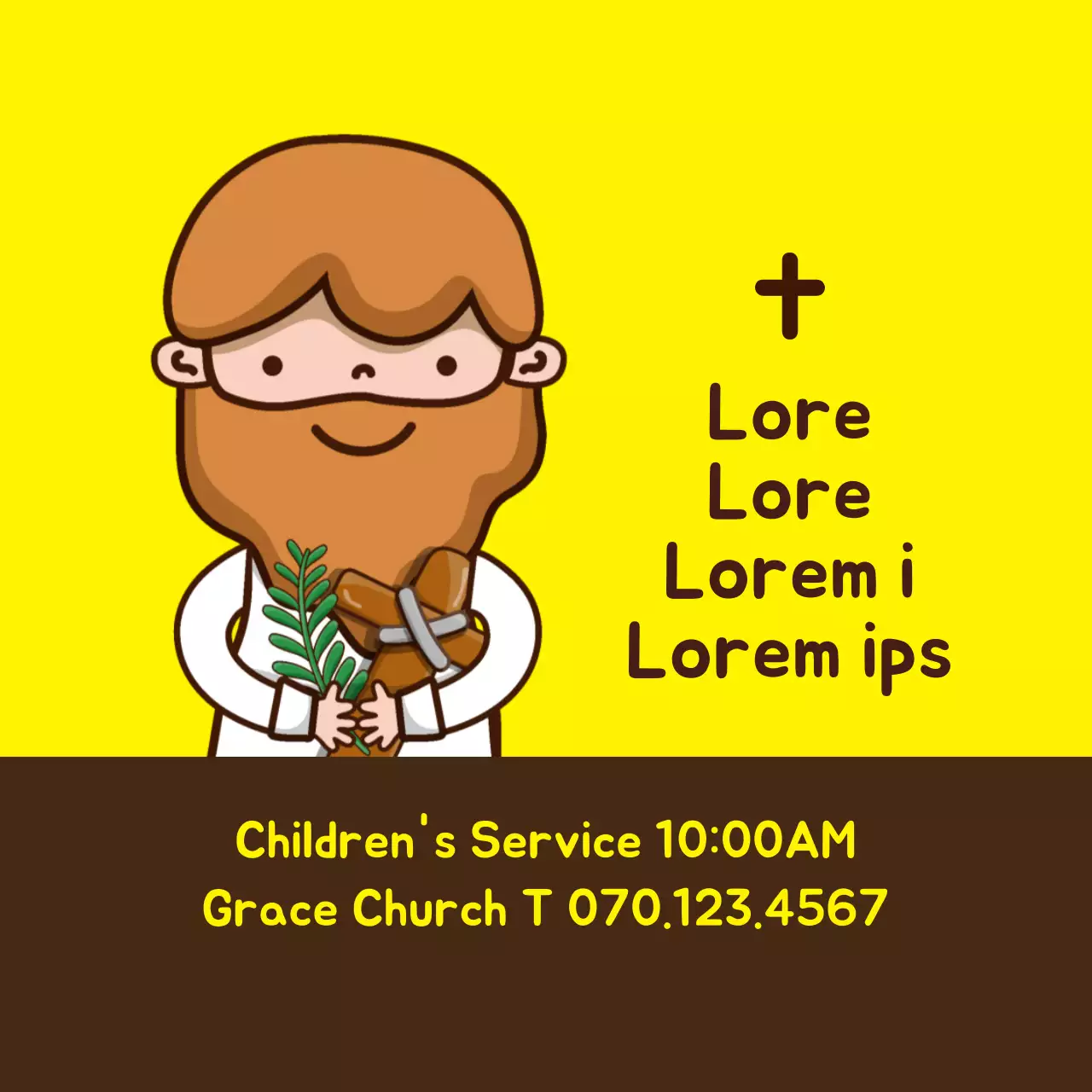 Gereja ilustrasi karakter lucu berwarna kuning