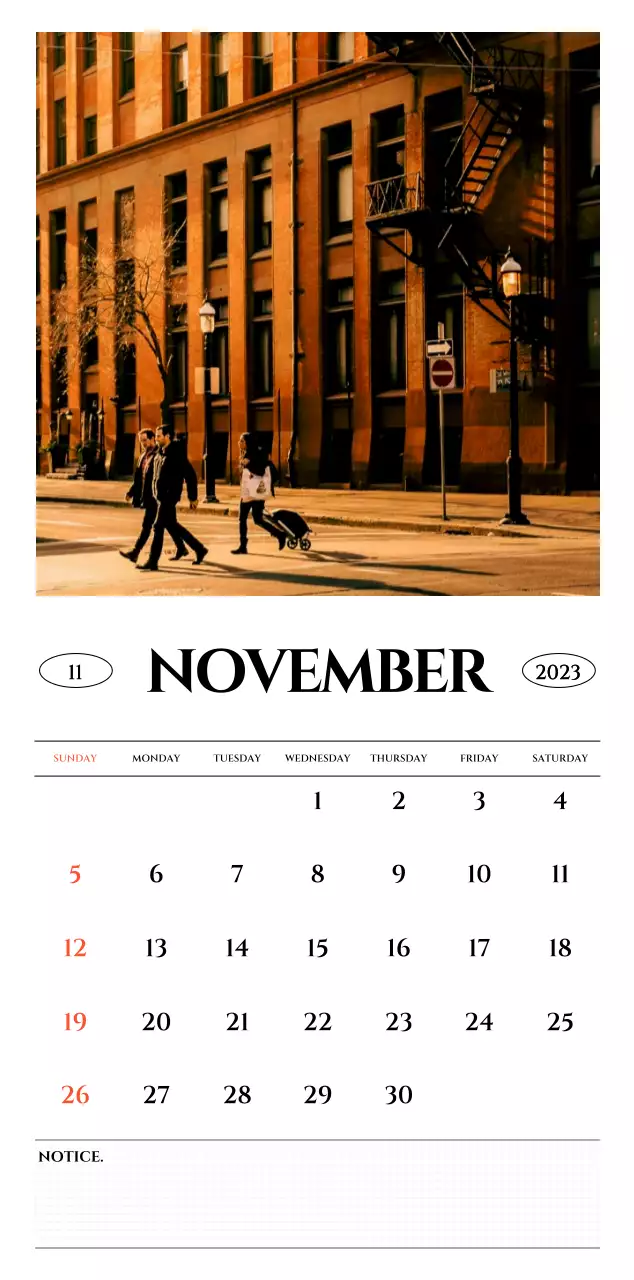 Simple style wall calendar with black and white emotional travel photography concept