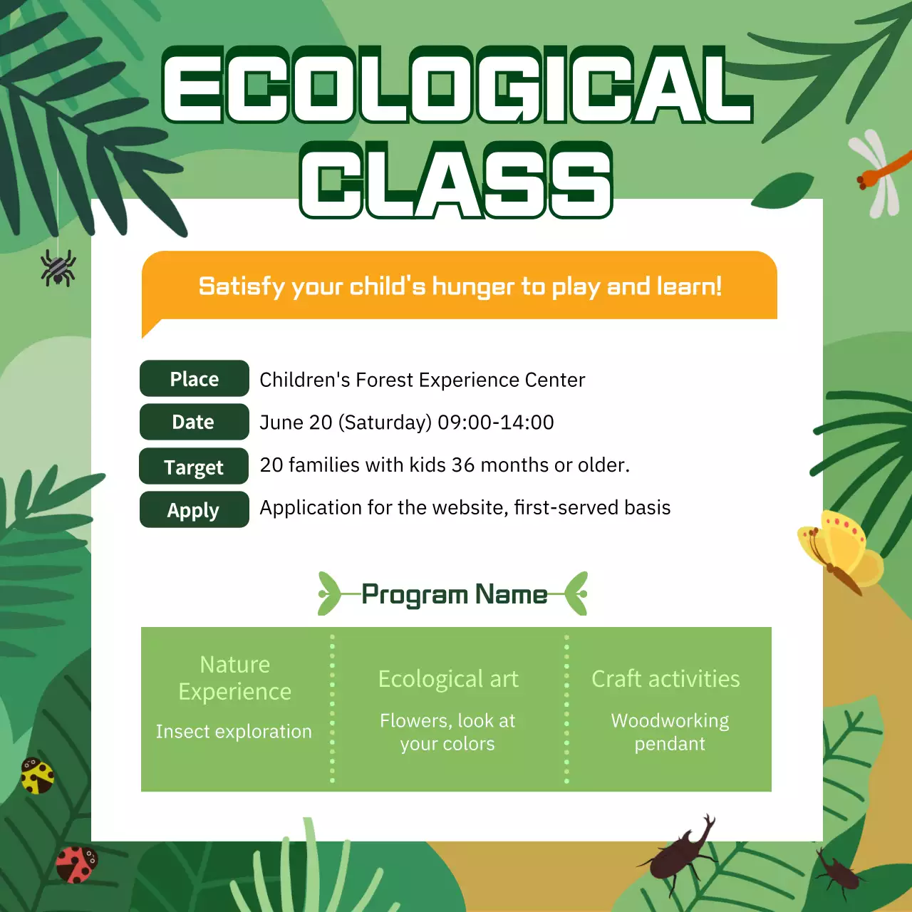 Green Nature Ecological Class Invitation Social Media Post