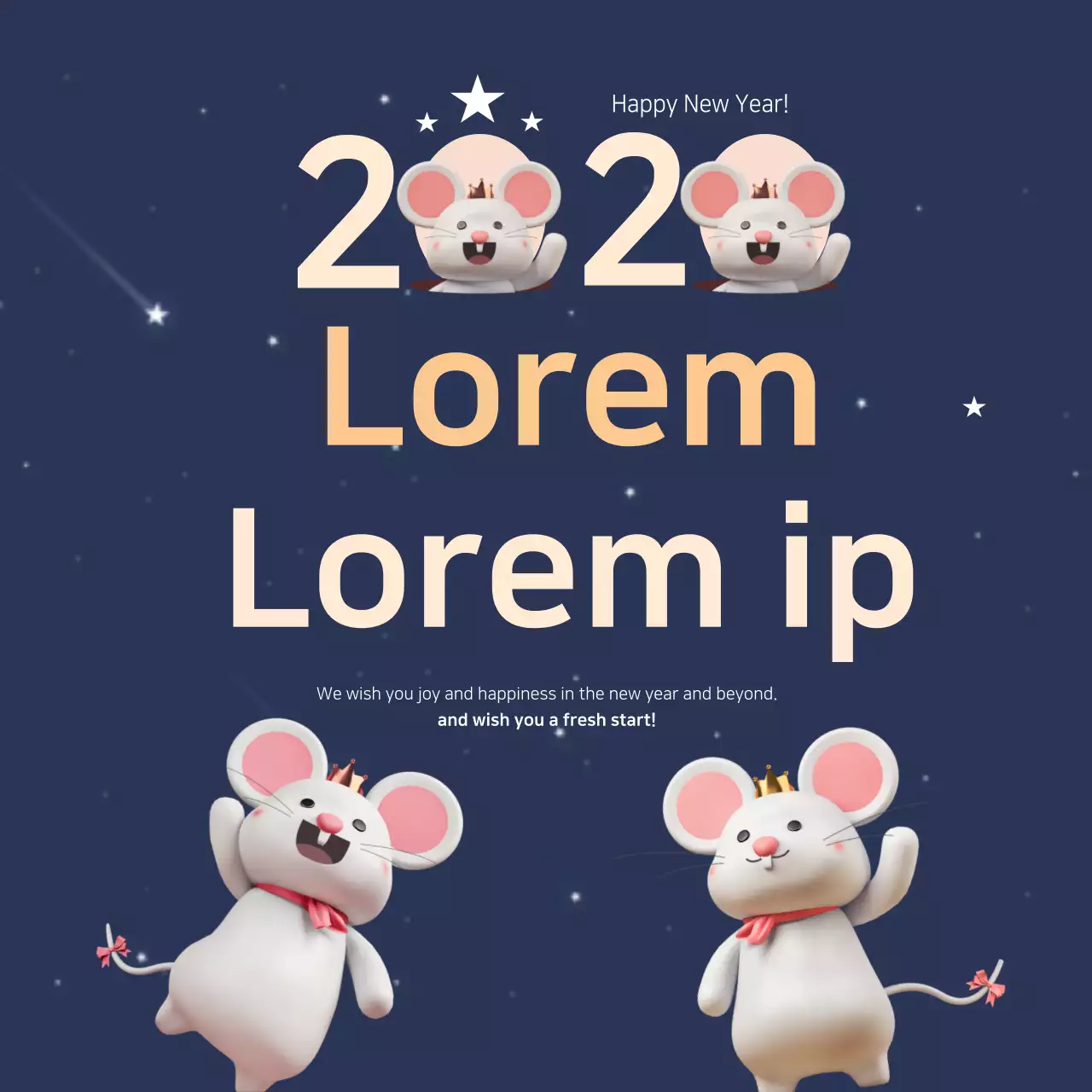 Banner de cartão de ano novo estético da Marinha