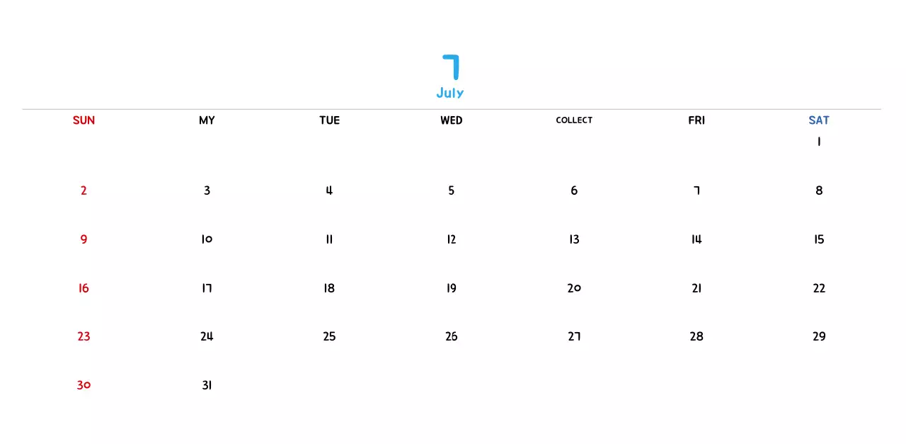 New Year's calendar with cute line illustrations