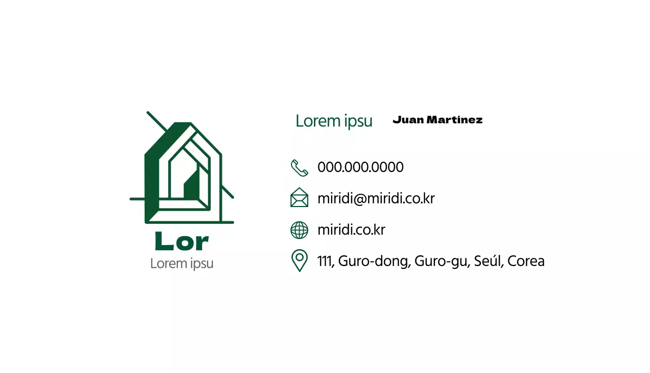 Verde blanco ilustración logotipo agente inmobiliario tarjeta de visita