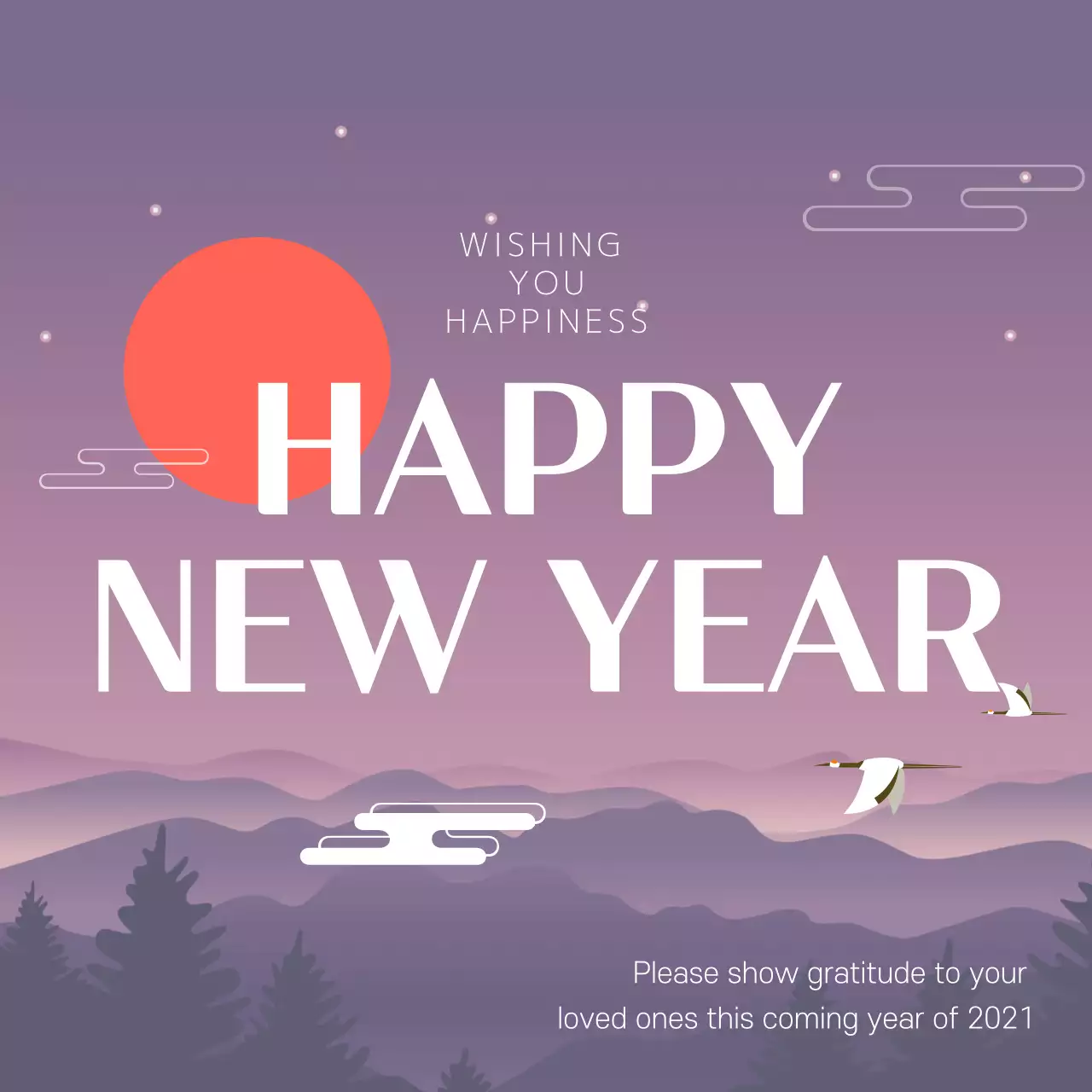 Purple Traditional New Year Card Instagram Post