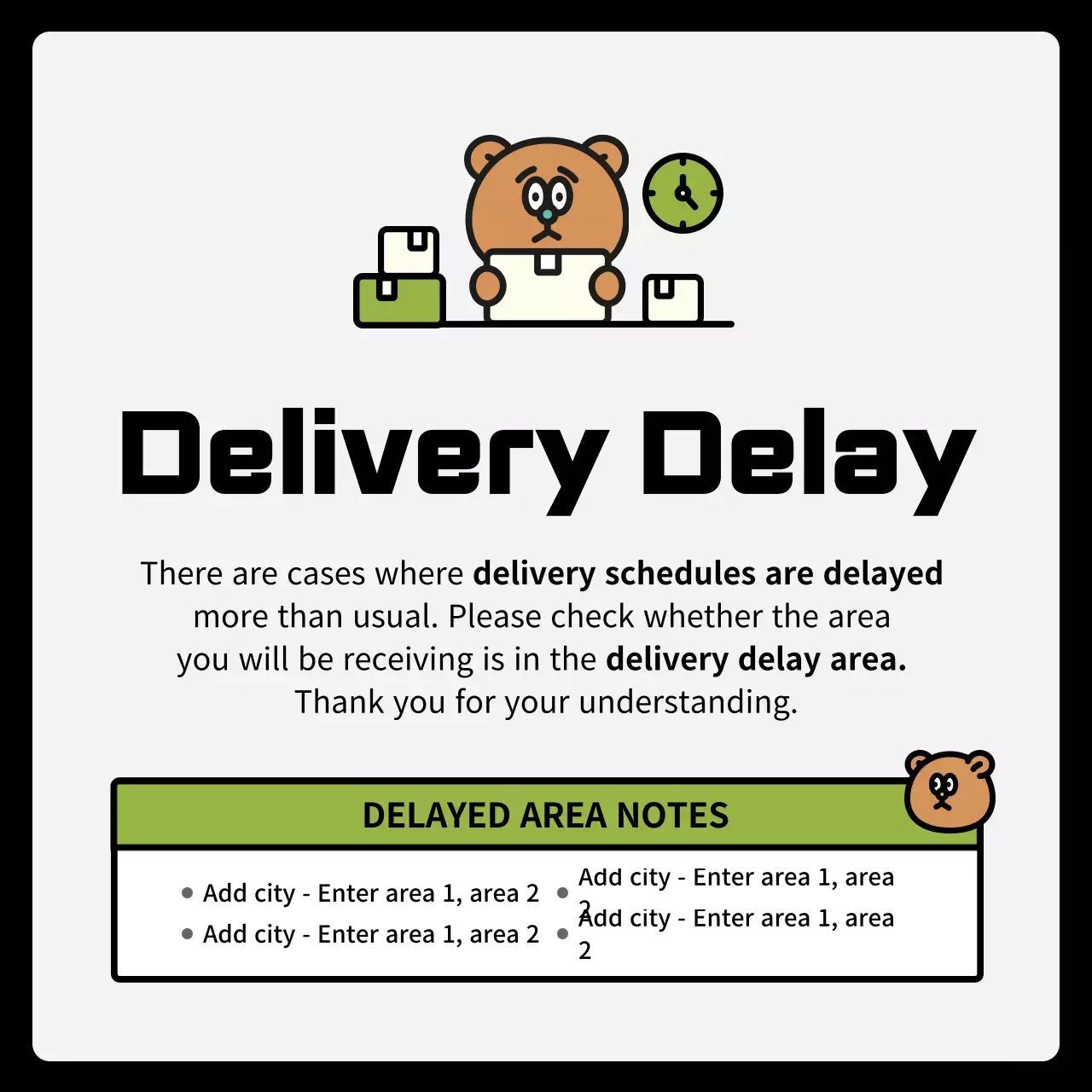 Blue Minimal Delivery Notice Social Media Post
