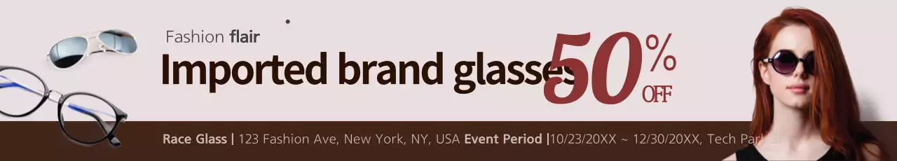 Banner promocional de óculos da moda marrom