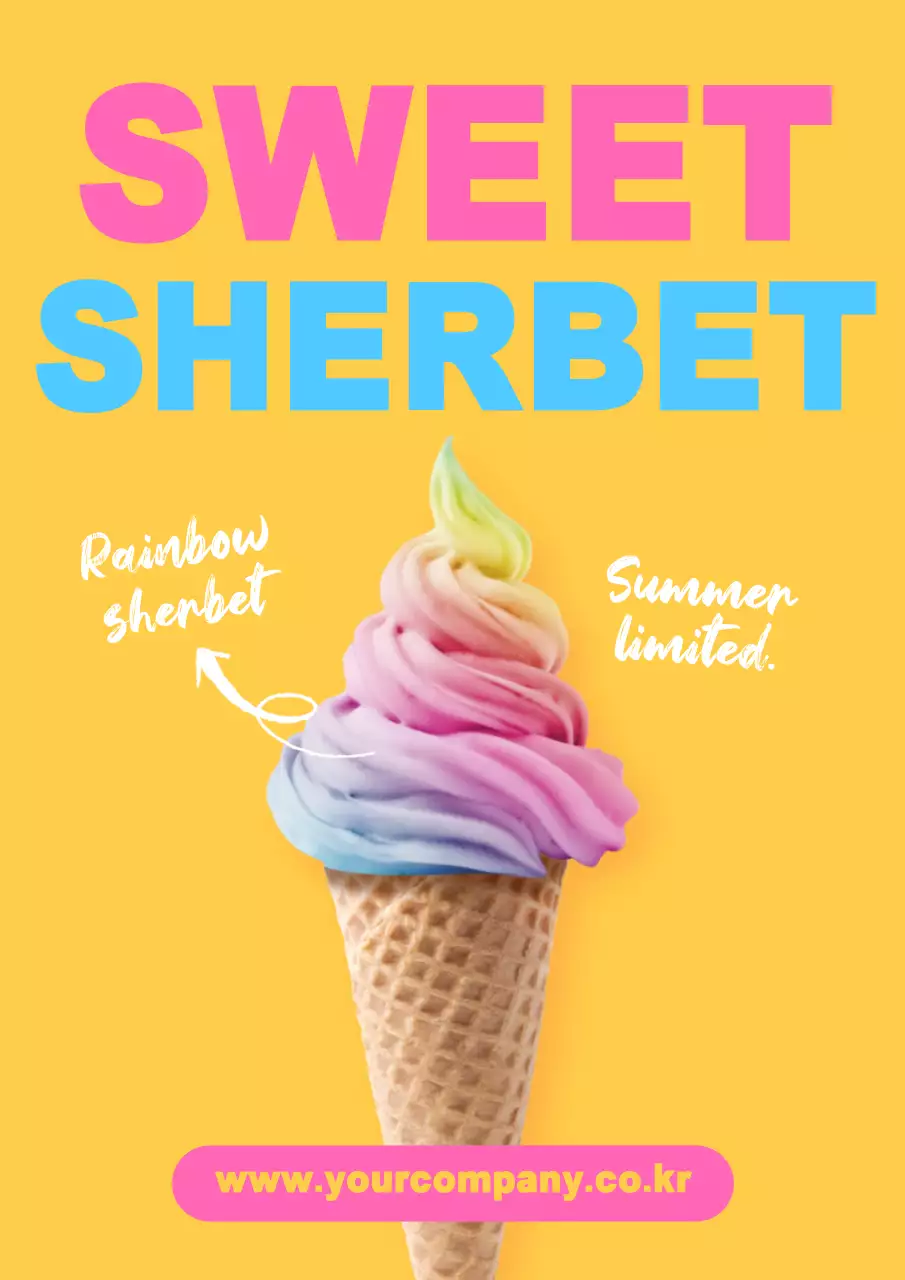 Yellow Trendy Ice Cream Promotion Poster