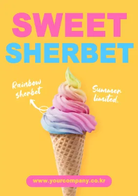 Yellow Trendy Ice Cream Promotion Poster