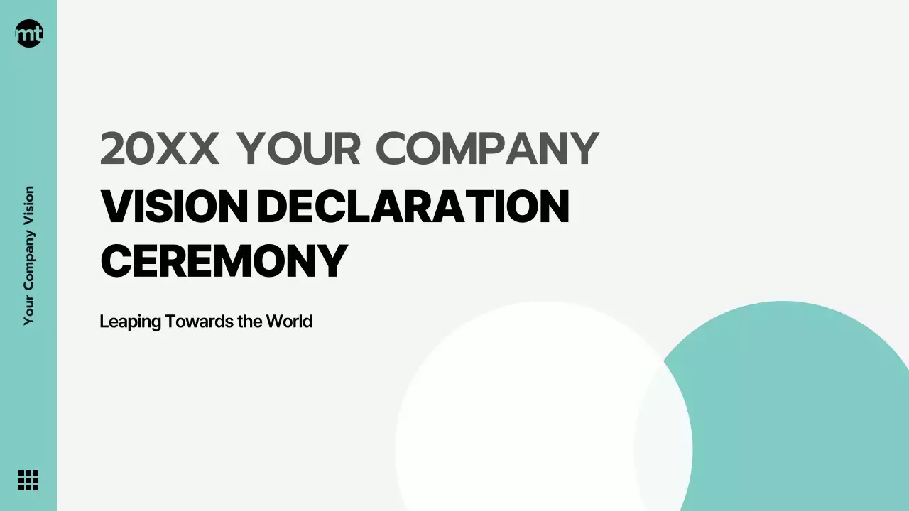 Mint and gray modern corporate collateral, company vision statement, celebration, presentation theme