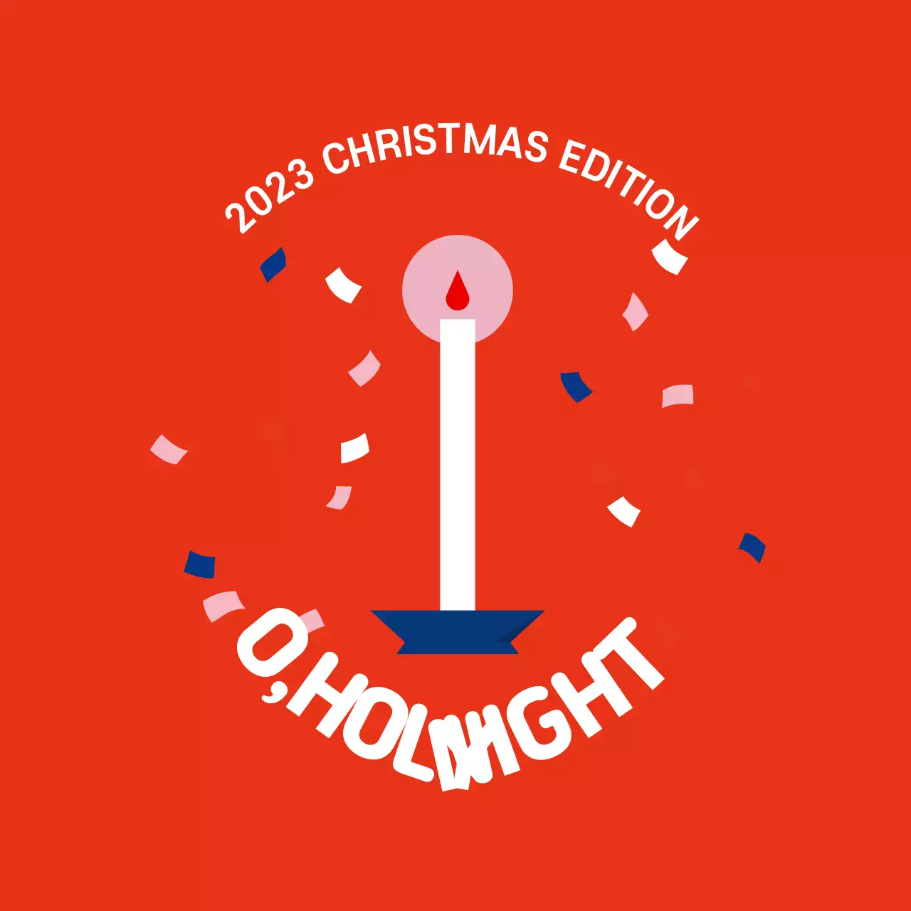 Label kemasan Natal bergambar biru merah