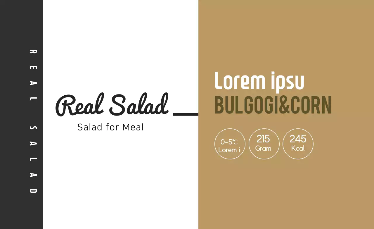 Beige black illustration salad food label
