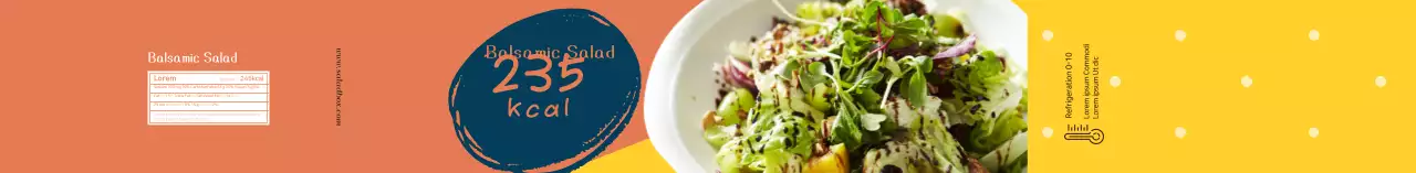 Label informasi makanan salad foto berwarna kuning oranye