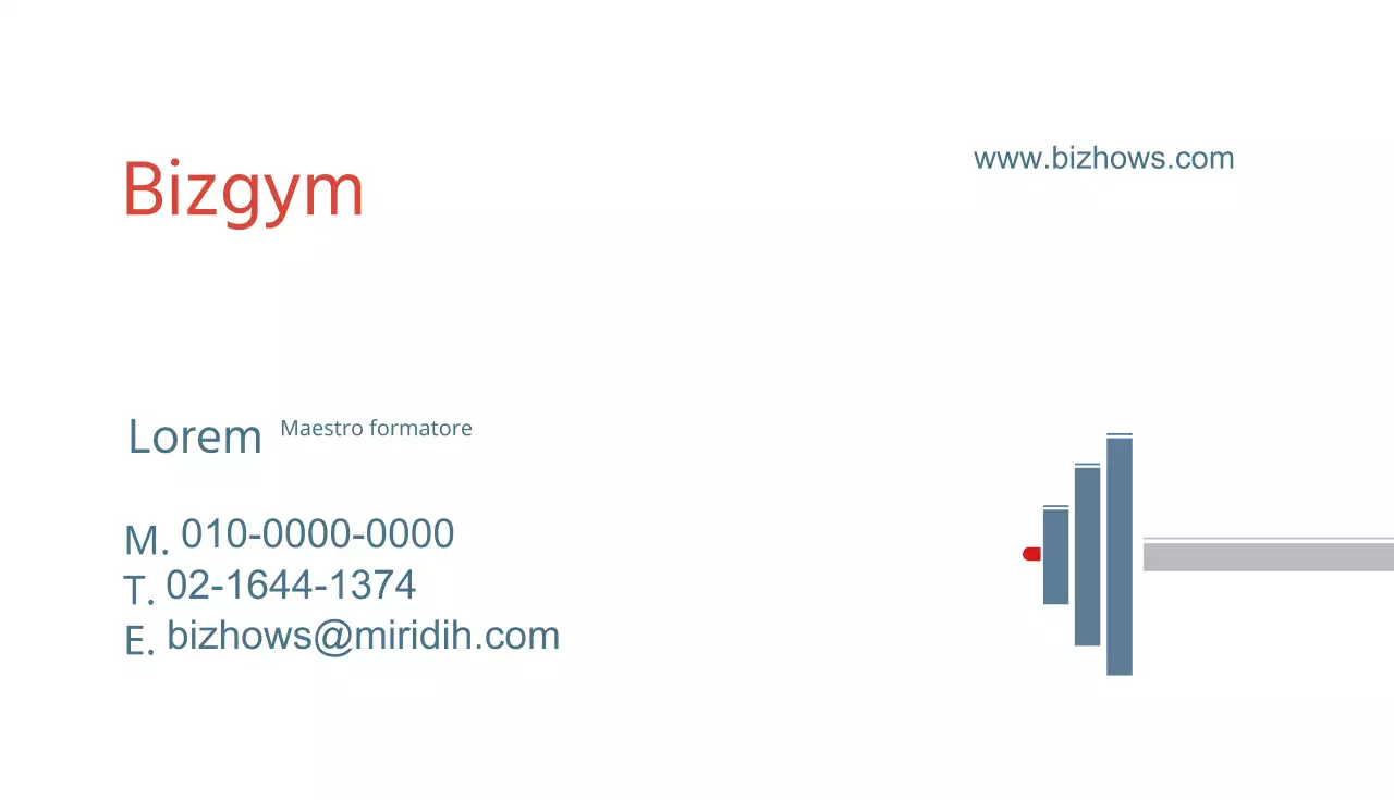 Biglietto da visita della palestra Bizgym