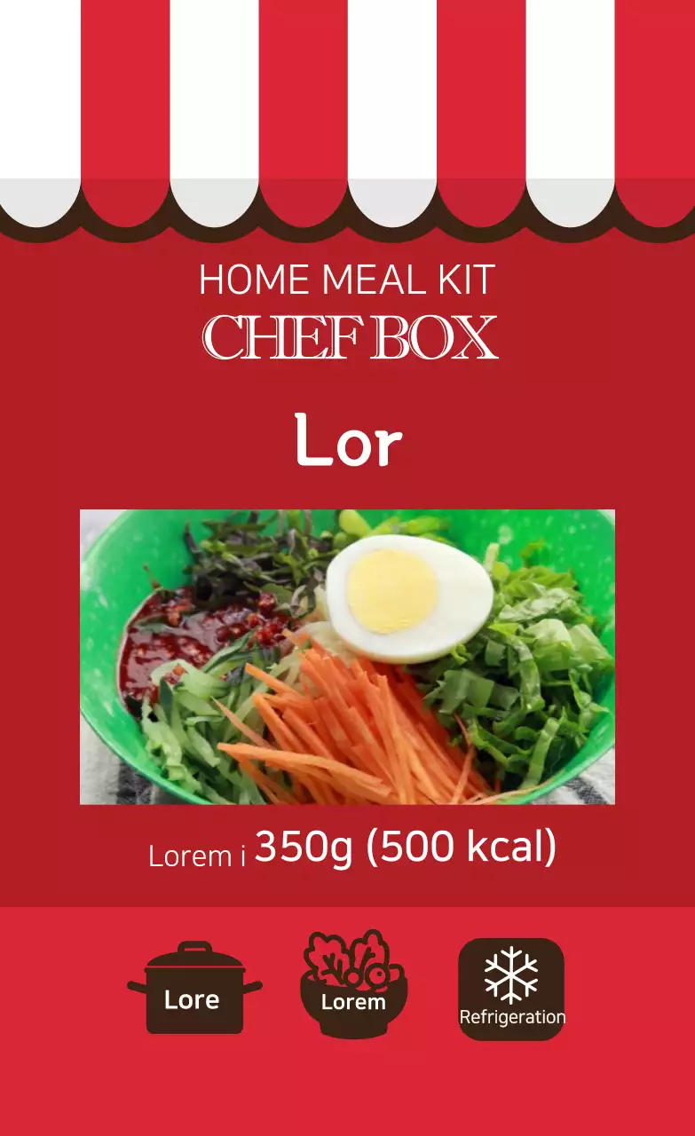 Nhãn nấu ăn Jjolmyeon minh họa màu đỏ