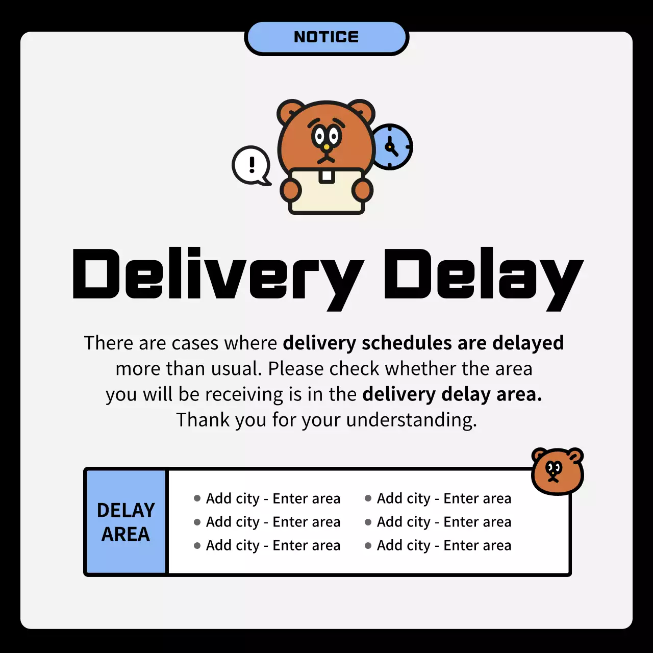 Blue Minimal Delivery Notice Social Media Post