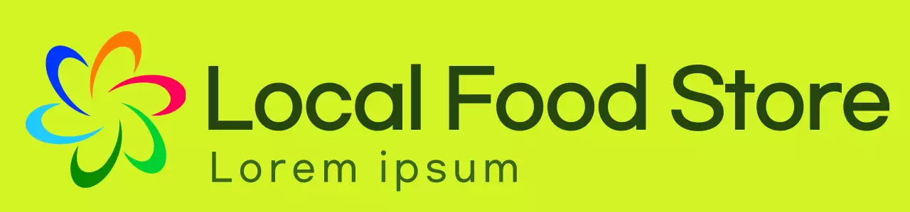 Modern symbol logo and text logo combination style with chartreuse and colorful color scheme for local food store employees