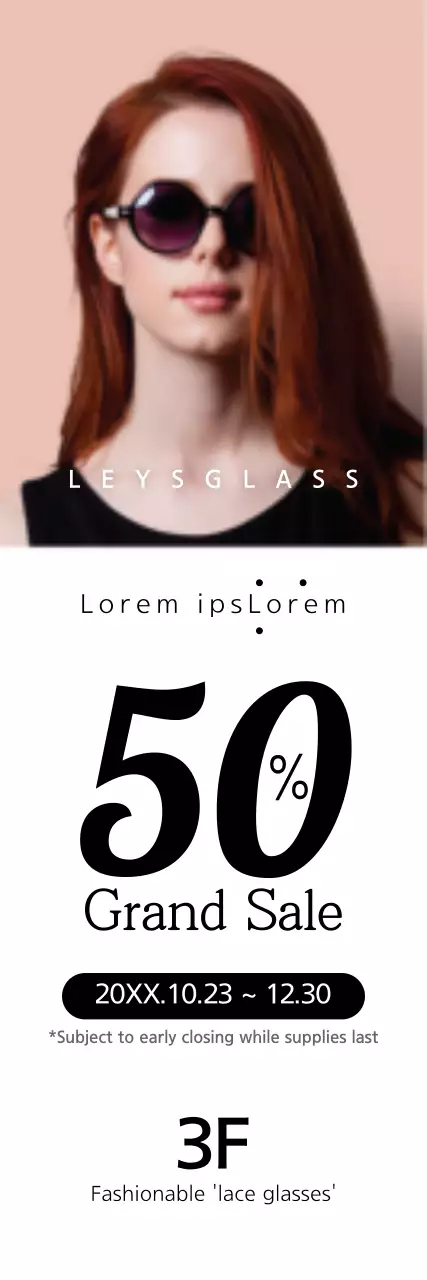 Banner de promoção de óculos modernos bege