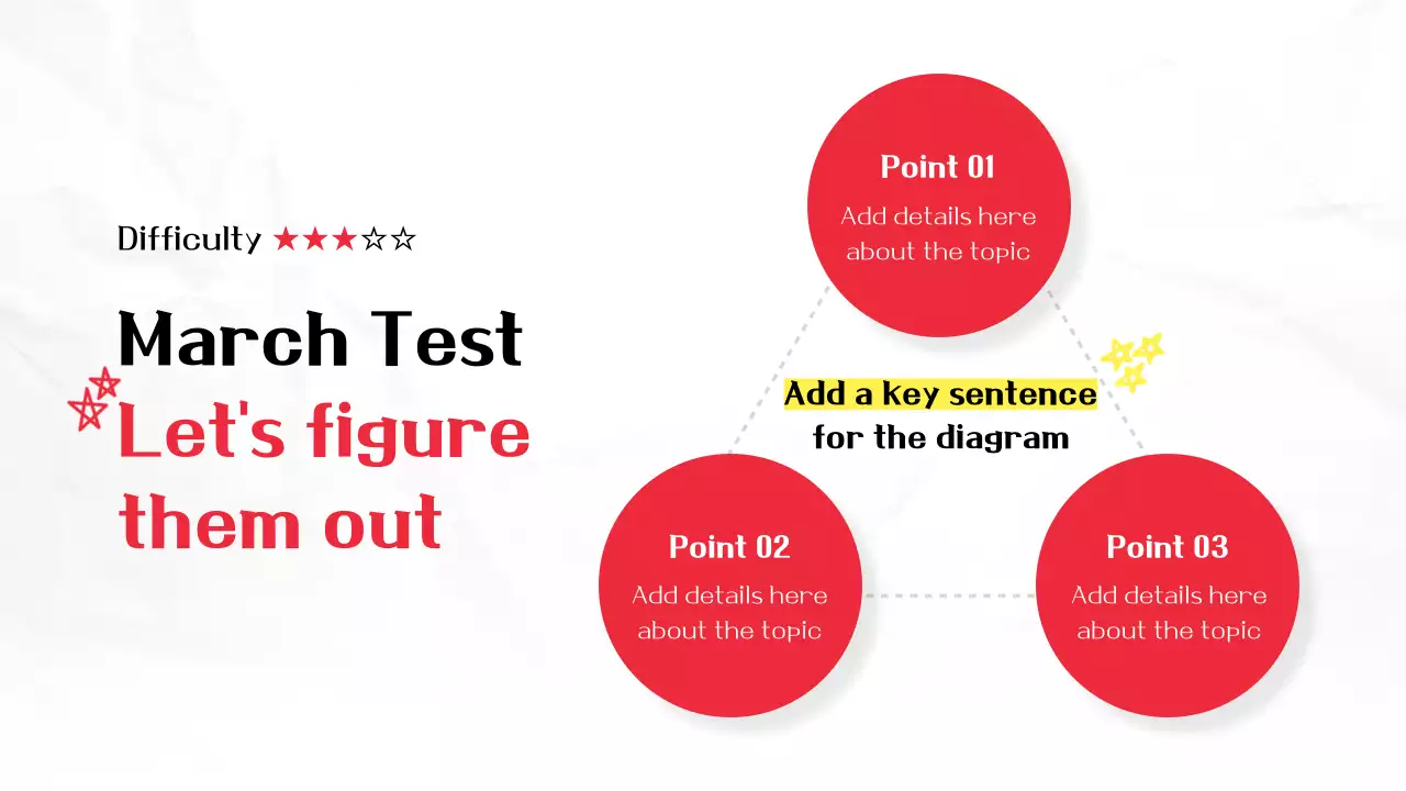 빨간색 포인트의 시험지 심플 모던한 문제풀이