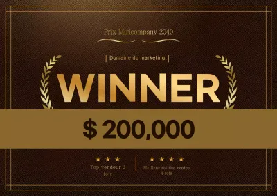 Prix du concept luxueux d'or Dessin sur carton mousse