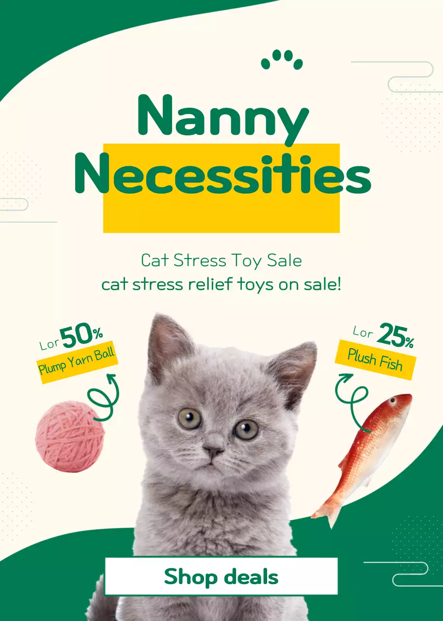 Green Trendy Cat Promotion Poster