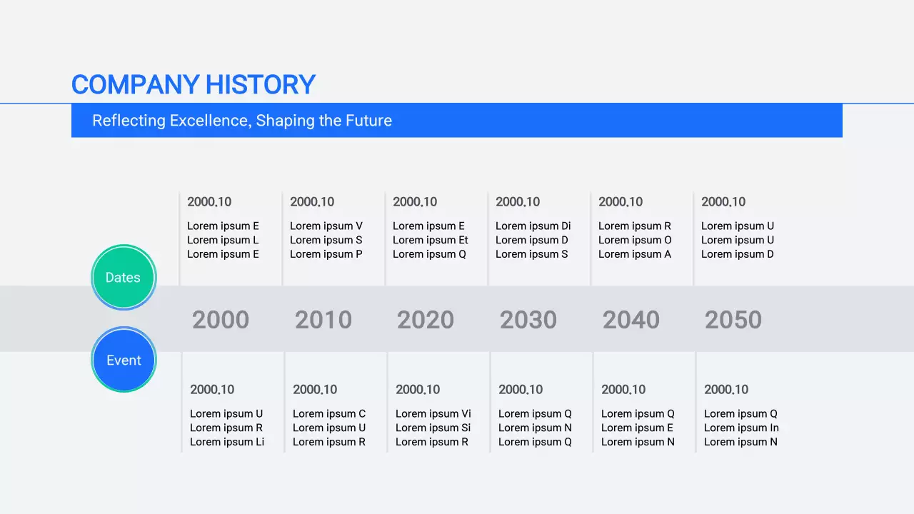 Blue Professional Company History Report Infographic
