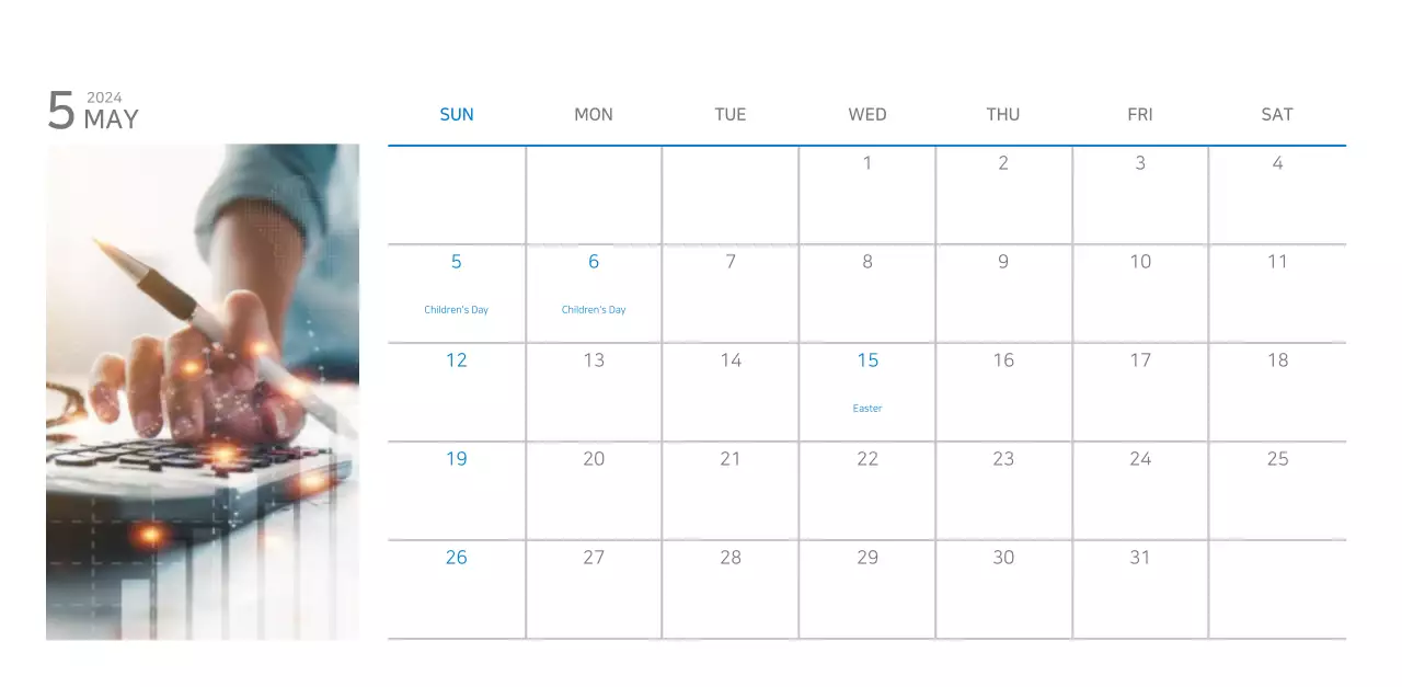 White and simple corporate desk calendar