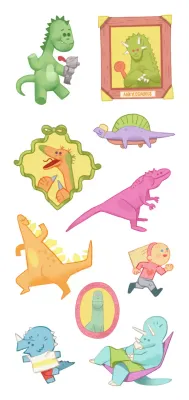 Dinosaur illustration with a cuddly drawing style