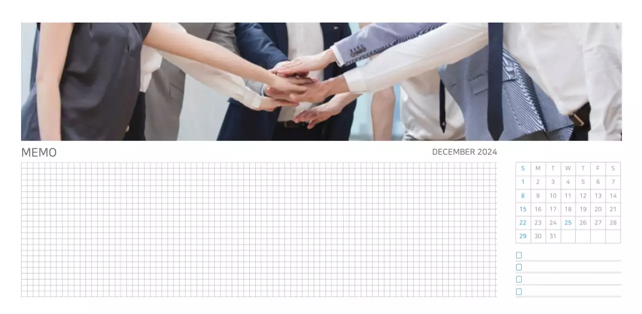 White and simple corporate desk calendar