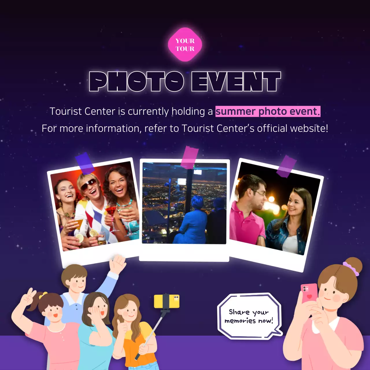 Introducing a pink and navy blue glow-in-the-dark concept late-night date spot