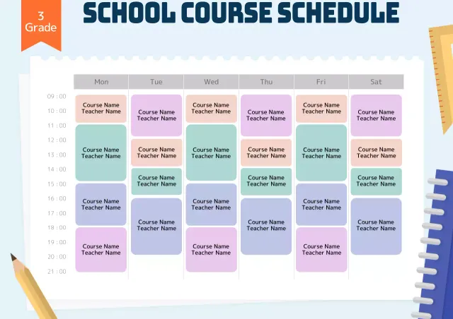 Blue Simple School Schedule Planner Poster