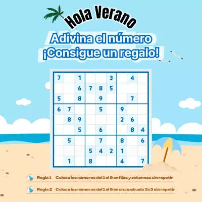 Rompecabezas de números con fondo azul de verano