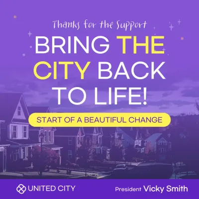 Purple Modern City Promotion Social Media Post