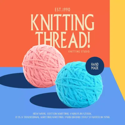 Orange Retro Knitting Promotion Instagram Post