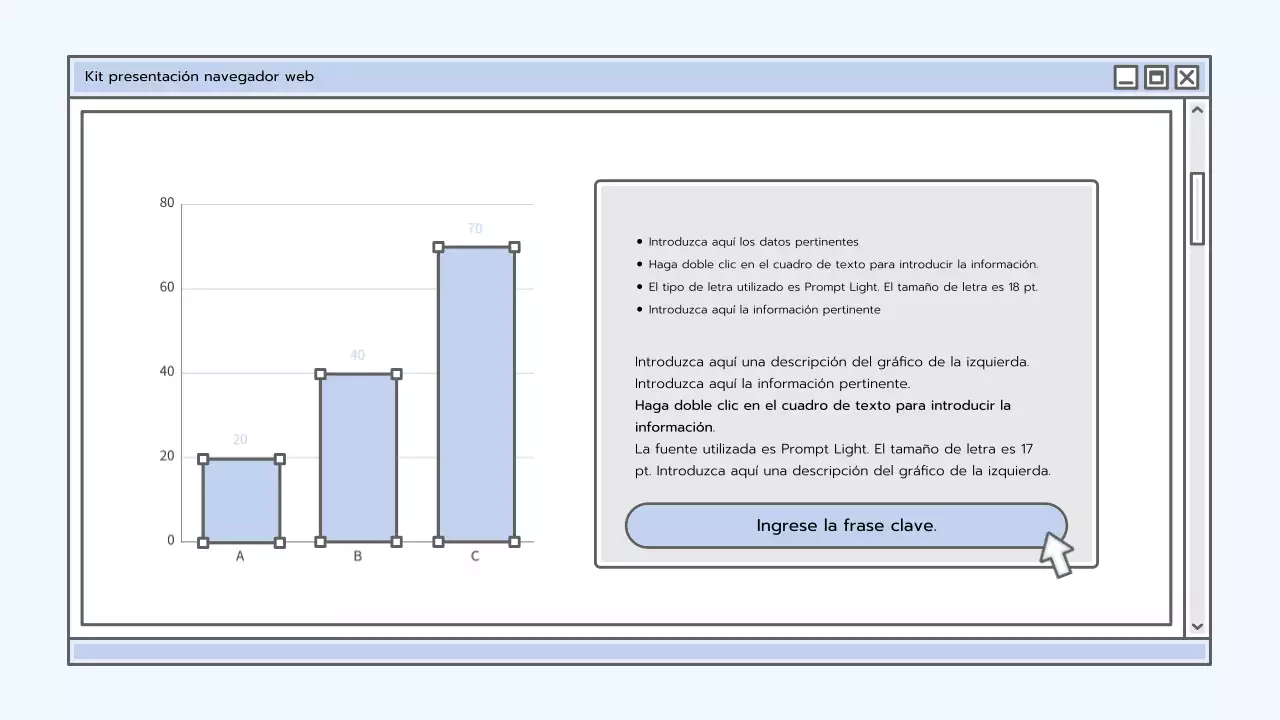 Kit de presentación con un concepto de navegador azul claro
