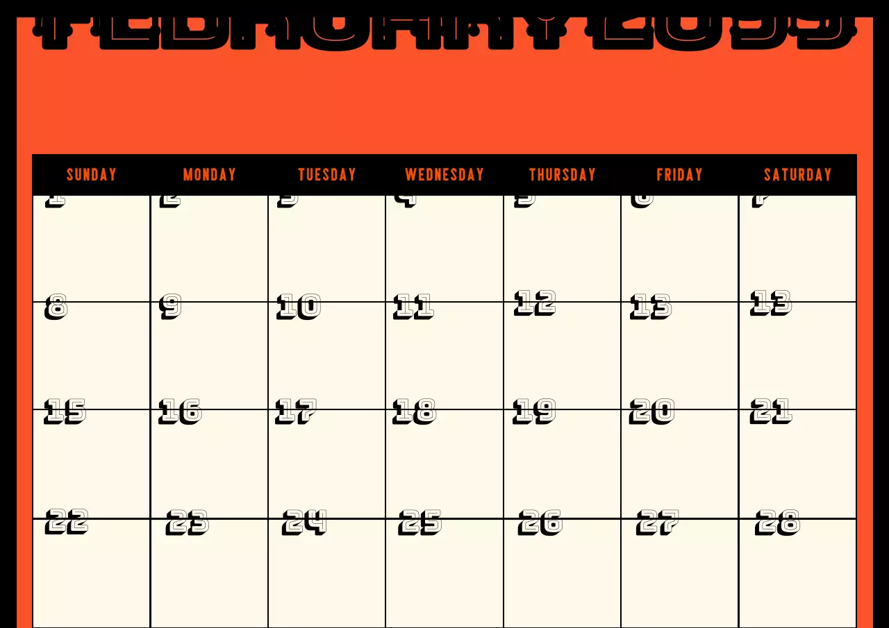 オレンジ色の背景の可愛らしいヴィンテージムーンスリーカレンダー