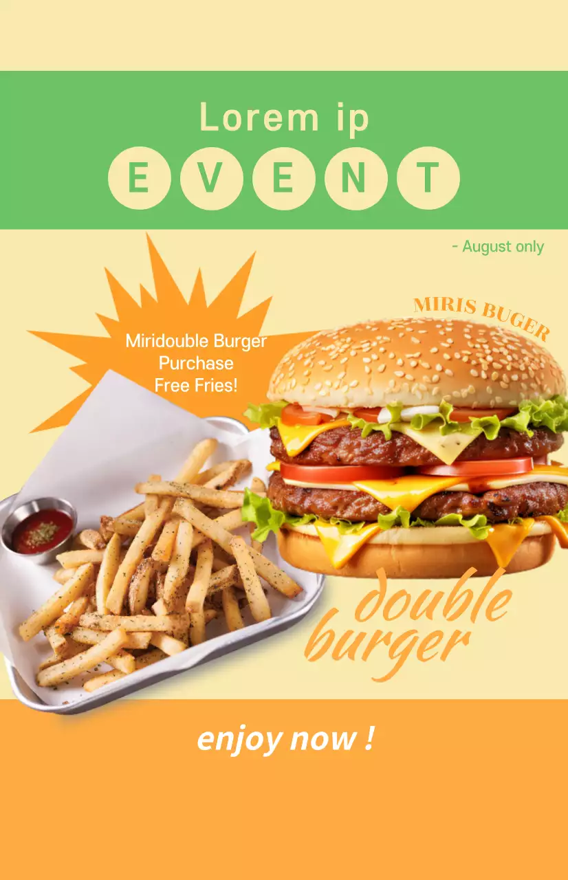 Menu launch window flag with text in a coarse font over an orange square